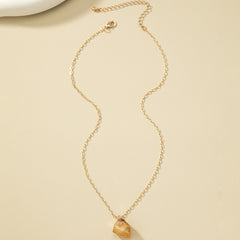 Irregular Crystal Stone Pendant Necklace 14k Plated Women's Necklace
