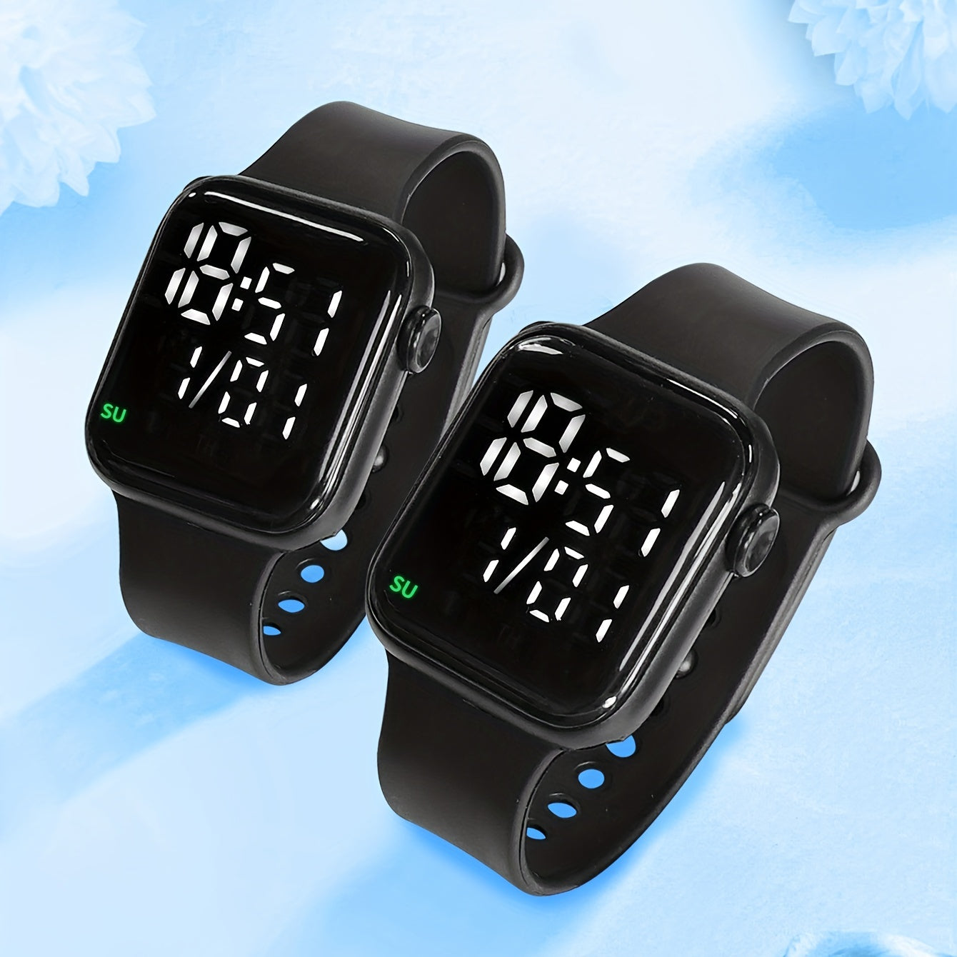 2pcs Sports LED Rolling Watches Non Waterproof