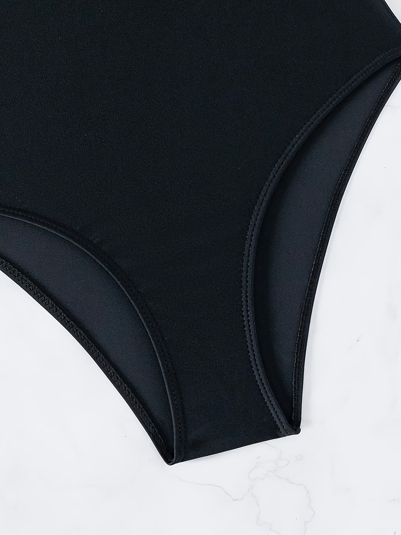 Contrast Straps One Piece Swimsuit High Cut Solid Bathing Suit