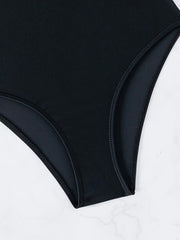 Contrast Straps One Piece Swimsuit High Cut Solid Bathing Suit