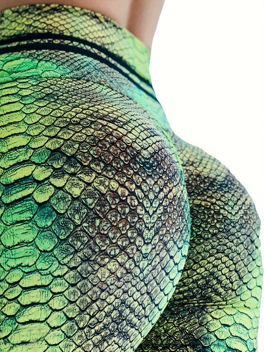 Snakeskin Print High Waist Yoga Legging Women's Activewear