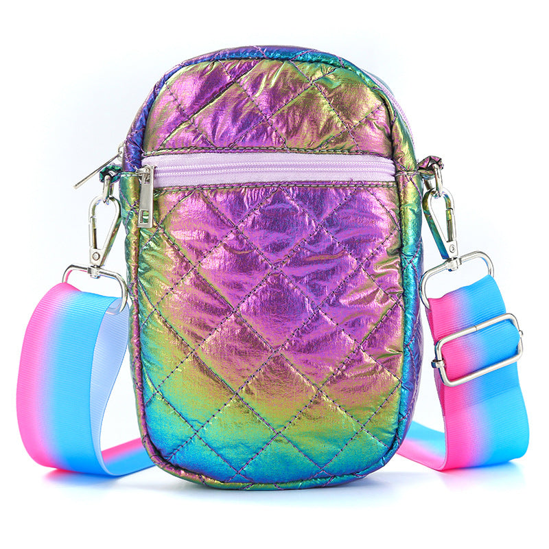 Girls Casual Reflective Crossbody Bag Large Capacity Phone Bag Coin Purse