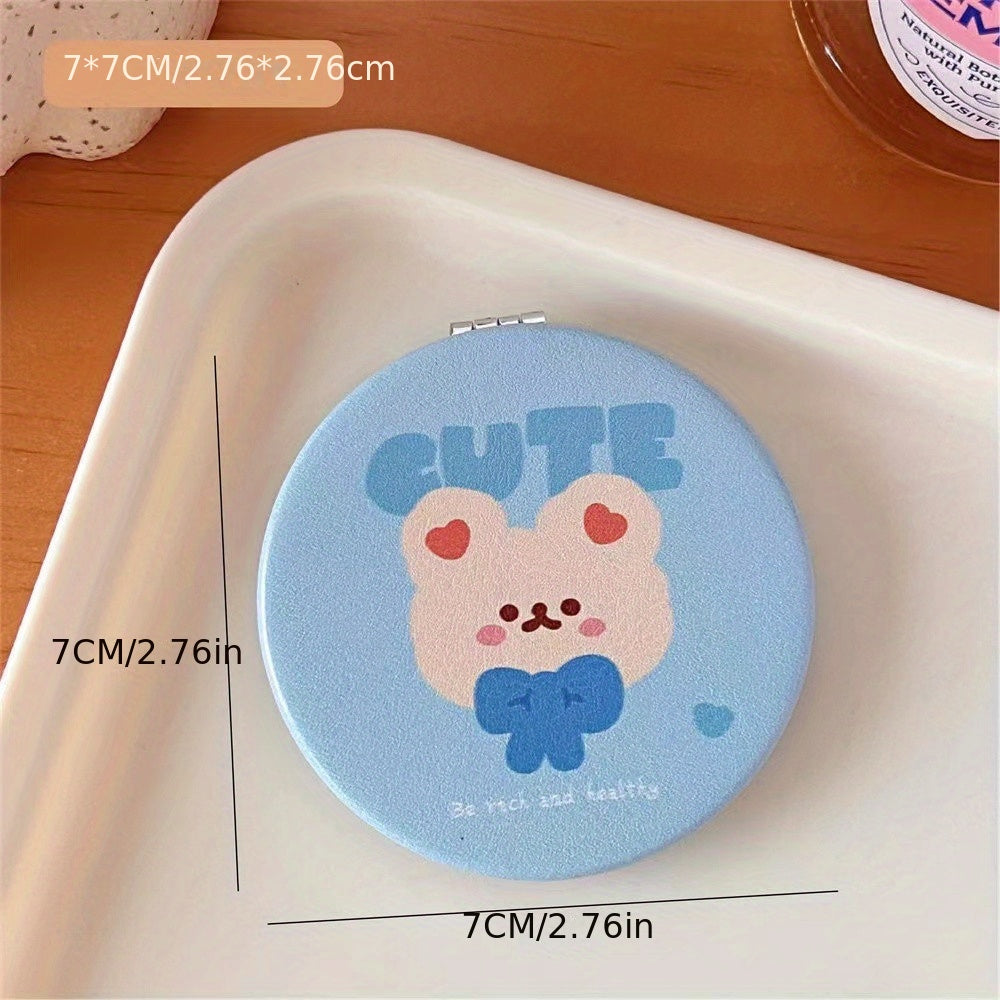 Animal & Letter Pattern Makeup Mirror Double Side Folding Vanity Mirror