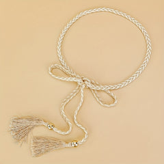 Women's Tassel Skinny Chain Belts Casual Dress Belts Woven Rope Belts
