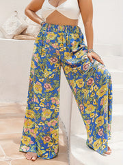  Floral Print High Rise Wide Leg Trousers