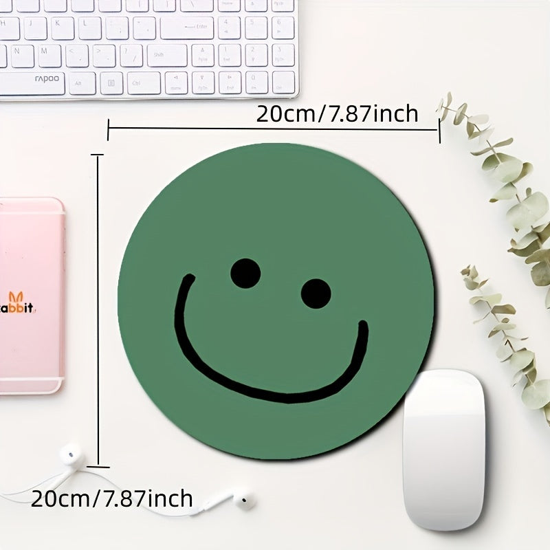 Smile Expression Circular Mouse Pad - Waterproof and Non-slip