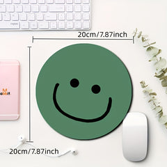 Smile Expression Circular Mouse Pad - Waterproof and Non-slip