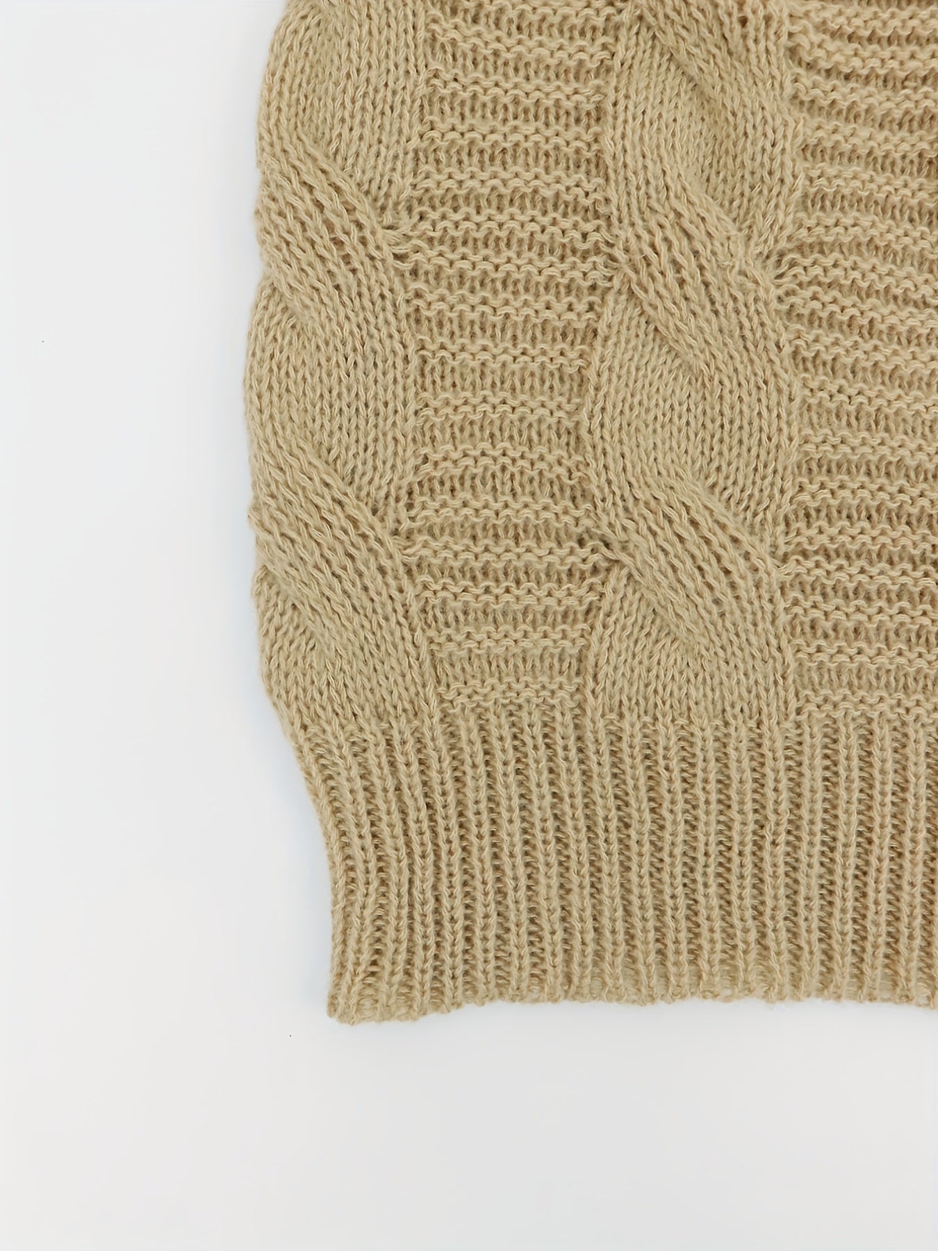  Casual Cardigan Solid Cable Open Front Long Sleeve Stretch Knit