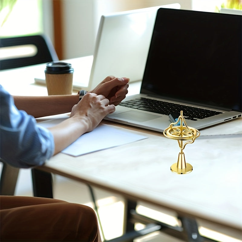 Golden Metal Gyroscope Keychain Spinning Top