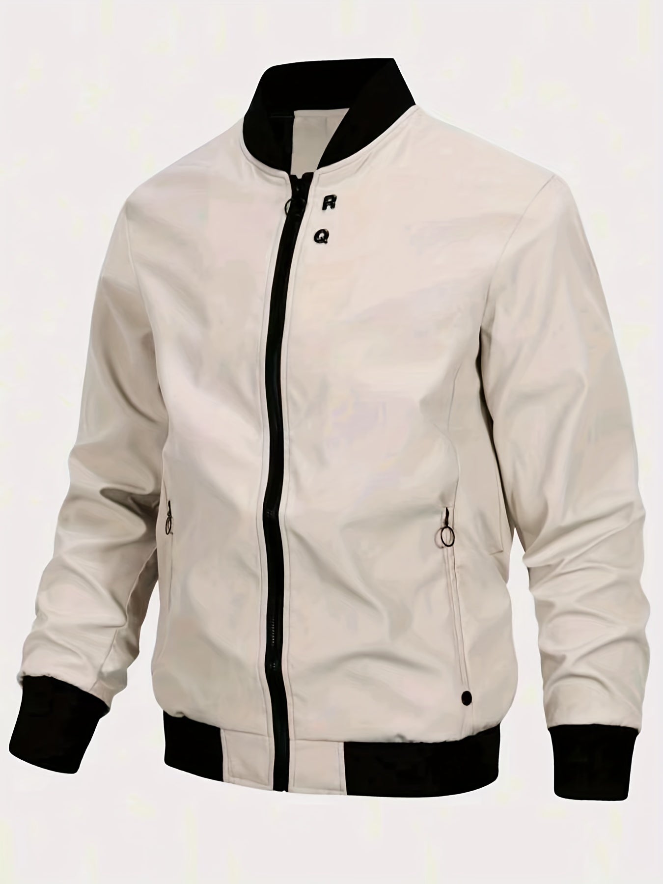 RQ Zipper Long Sleeves Jacket Stand Collar Windproof Slim Fit