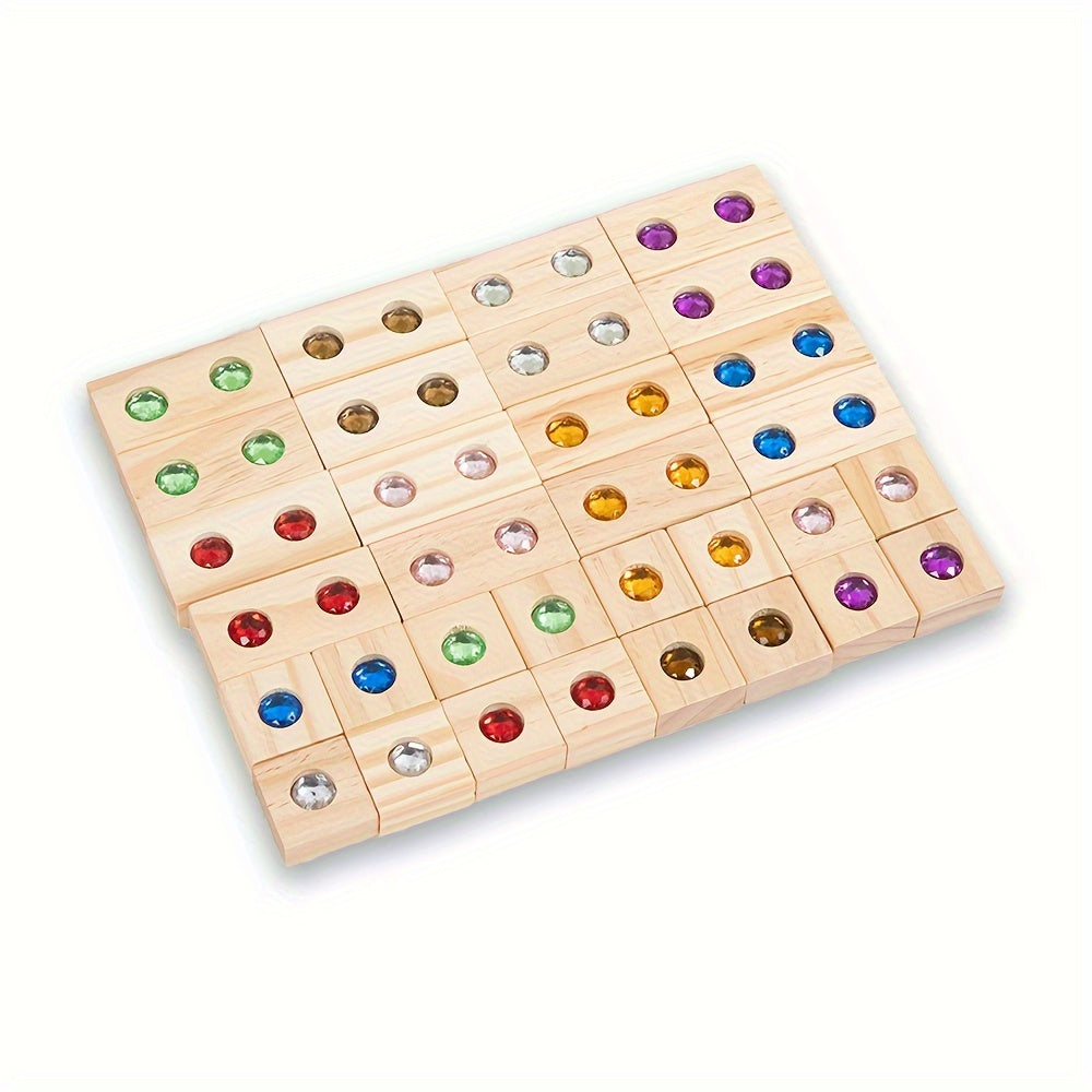 Wooden Gemstone Building Blocks Educational Puzzle Toys