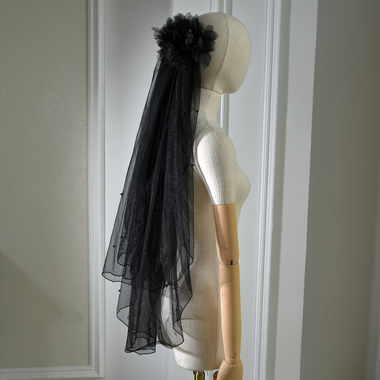 Vintage Bridal Veil Gothic Wedding Hair Accessory with Comb Attachment