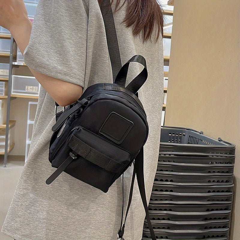 Mini Solid Backpack Purse Quilted Detail Shoulder Phone Bag
