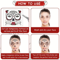 28pcs Halloween Face Stickers Eye Face Scar Tattoo Sticker For Party Decor