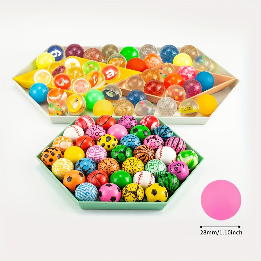 50-Piece Colorful Bouncy Ball Bulk Set for Kids' Parties and Birthdays