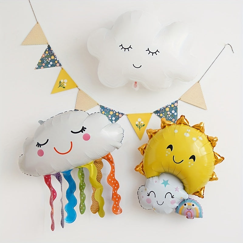 Rainbow Ribbons And Clouds Aluminum Film Balloon Decoration