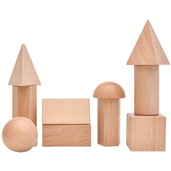 3D Wooden Geometric Shapes Math Education & Play Home Learning Toy