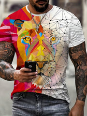 Men's Lion Graphic T shirt 3D Print Crew Neck Top Tee For Summer