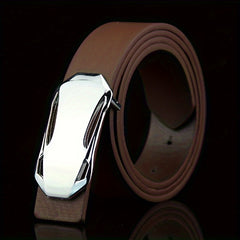 1pc Buckle Belt Sports Car Smooth Buckle Belt Suit Belt For Men