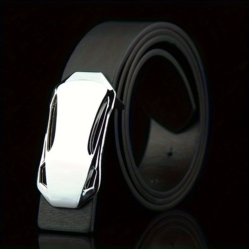 1pc Buckle Belt Sports Car Smooth Buckle Belt Suit Belt For Men