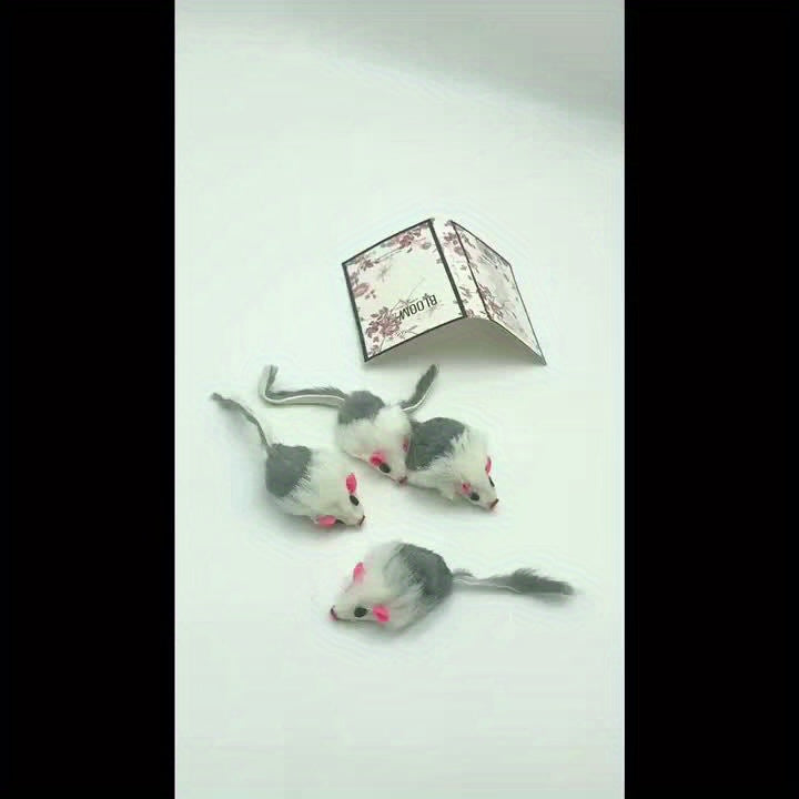Rabbit Fur Cat Toy with Rattling Sound