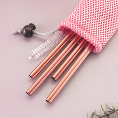 Romantic Pink Heart Straw Stainless Steel for Long Lasting Drinking