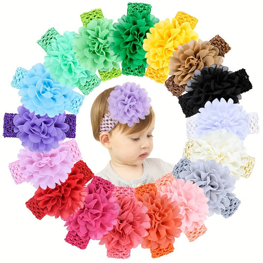 9pcs Floral Hollow Elastic Headbands for Baby Girls