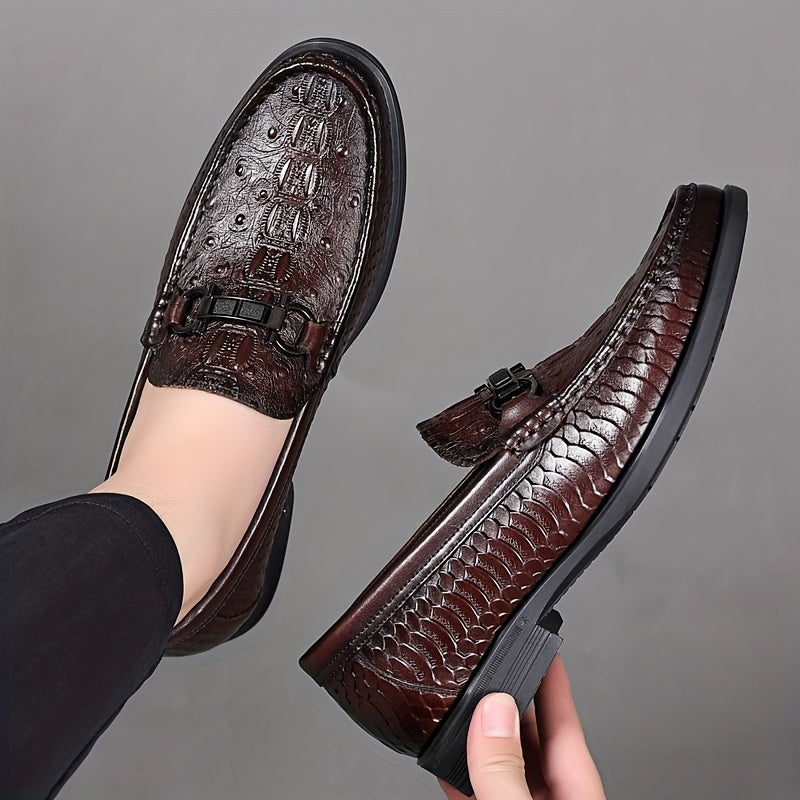Men's Horsebit Loafer Slip On Textured Shoes
