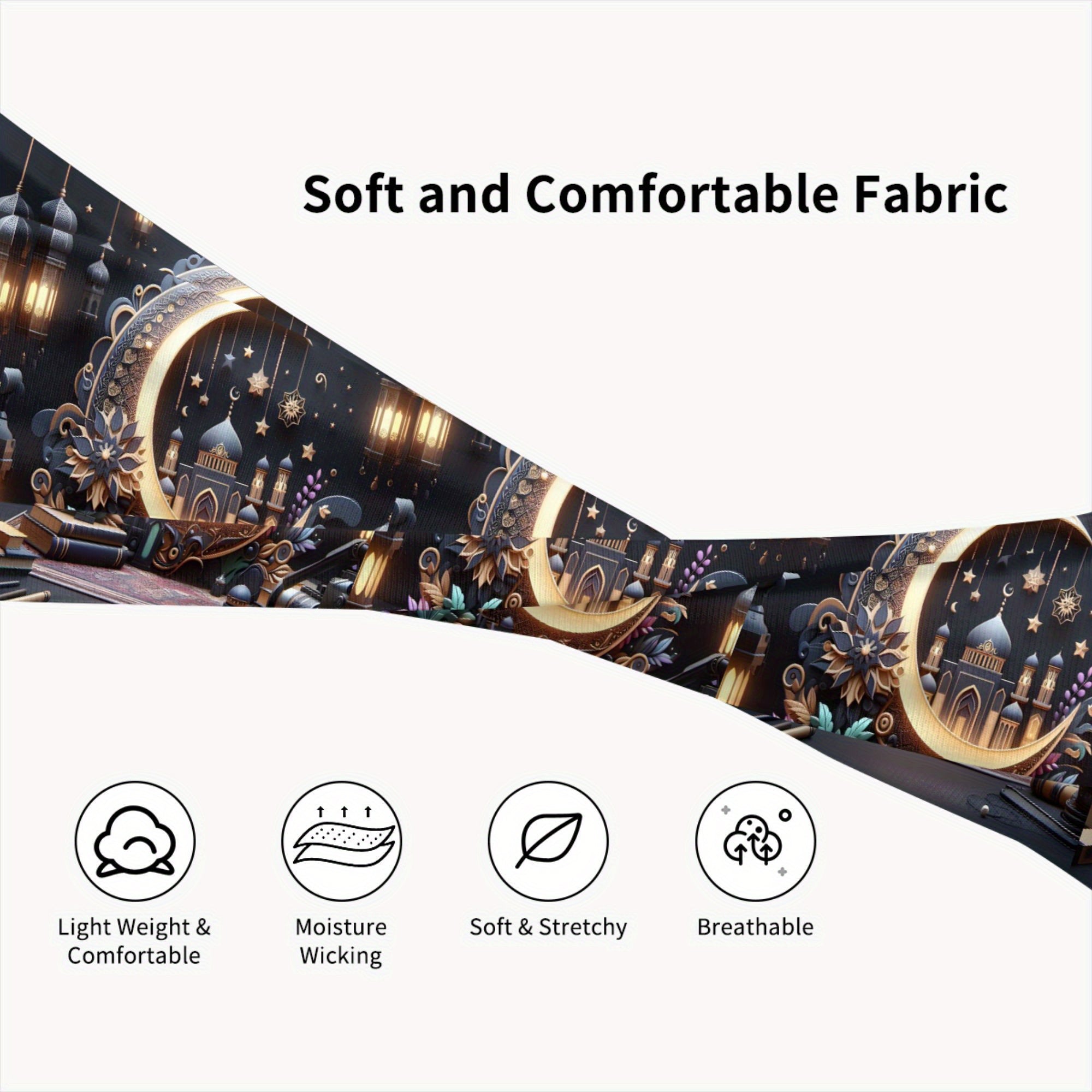 Ramadan Sports Headband Mosque Crescent Moon Stretchy Polyester Breathable