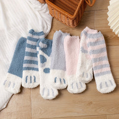 Heart Print Plush Socks Cozy Fluffy Mid Tube Socks Women's Stockings