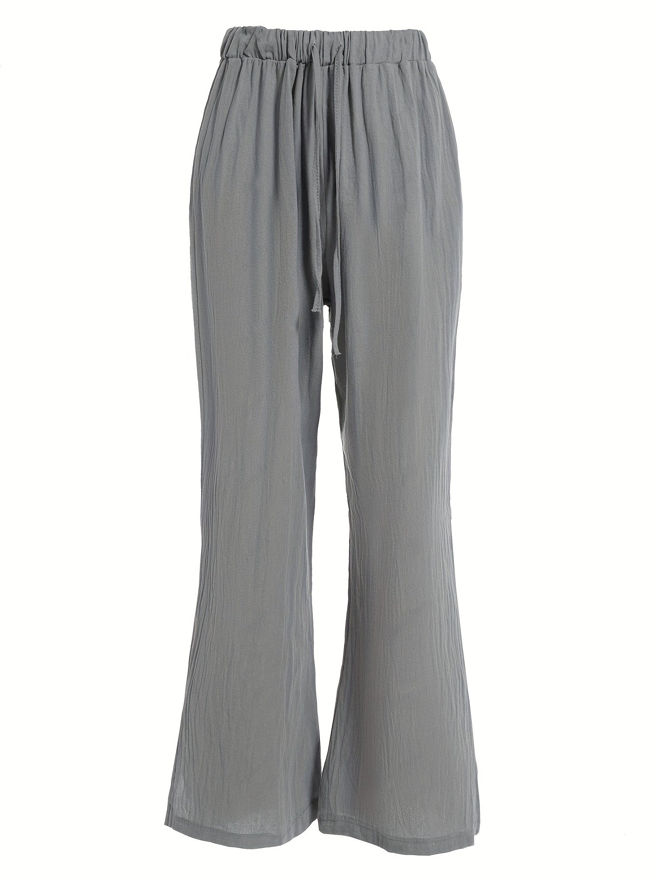 Drawstring Split Pants Casual Elastic Waist Long Solid Pants