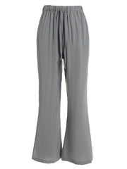 Drawstring Split Pants Casual Elastic Waist Long Solid Pants