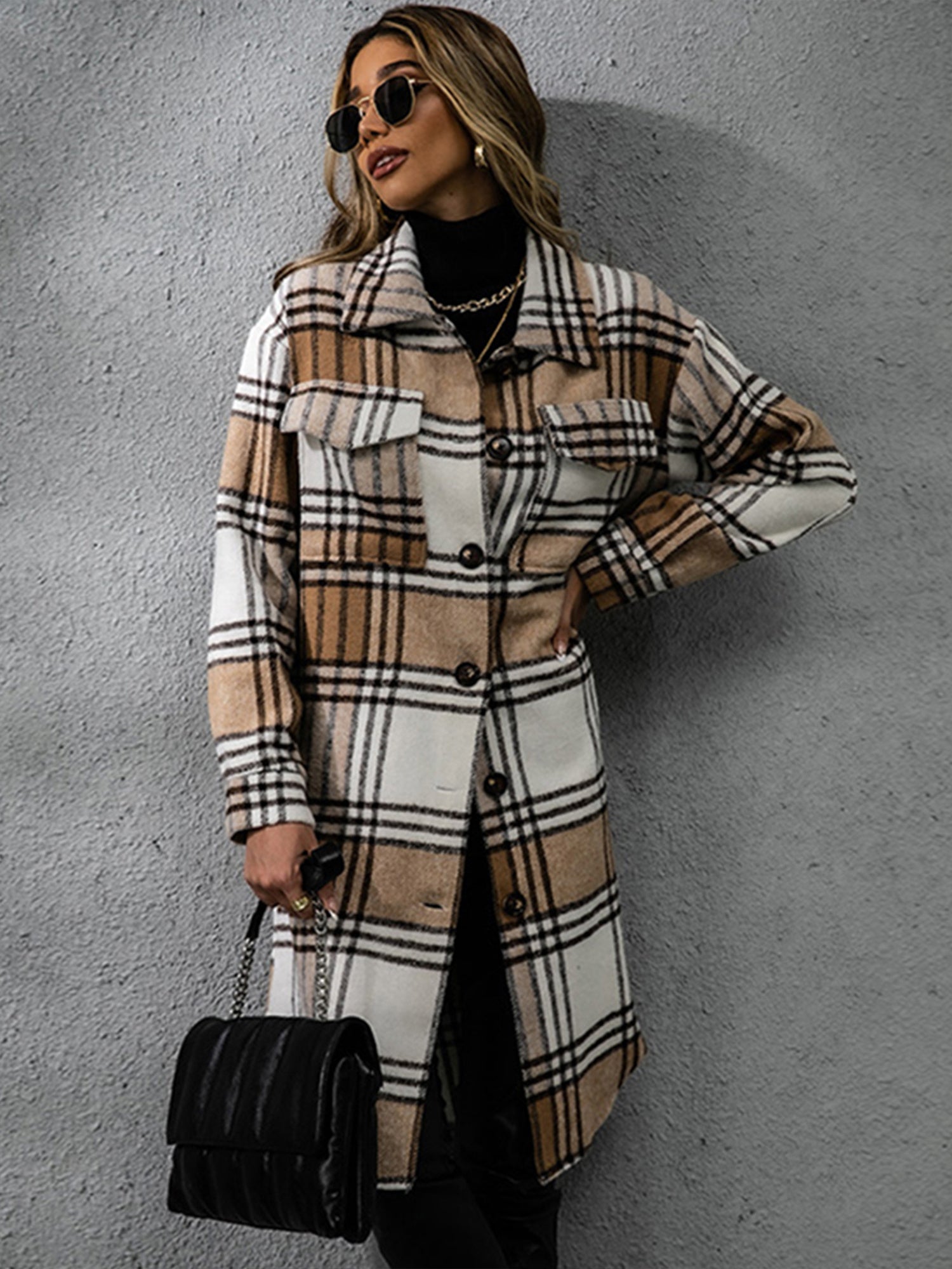 Preppy Plaid Shirt Jacket Long Sleeve Button Up Casual Plaid Shacket For Spring