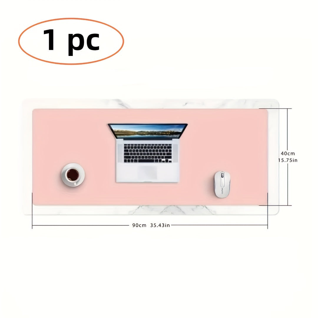 Pink Waterproof Desk Mat Protector Non-slip Mouse Pad Polyurethane Leather
