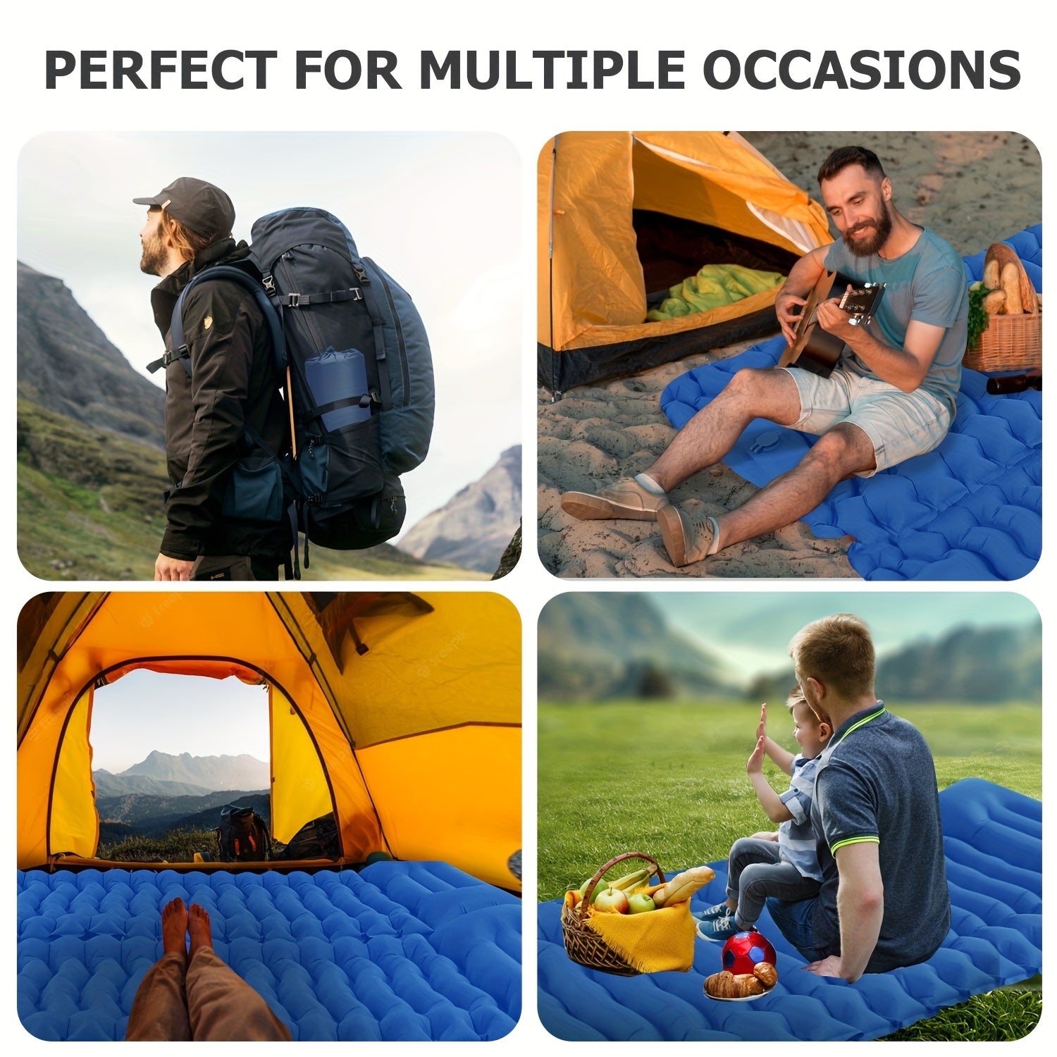 Ultralight Inflatable Sleeping Pad with Built-in Pillow for Hiking