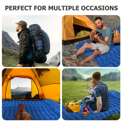 Ultralight Inflatable Sleeping Pad with Built-in Pillow for Hiking