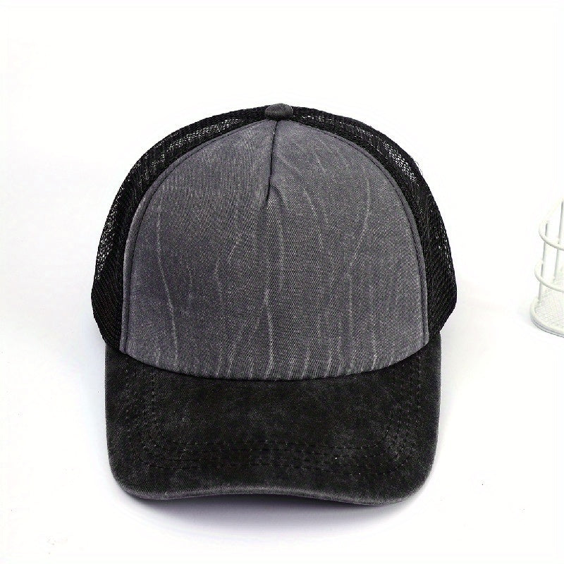 Mens Block Baseball Cap Casual Style Hat
