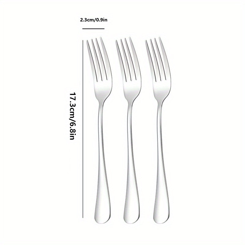 6pcs Stainless Steel Dinner Salad Dessert Forks Mirror Polished