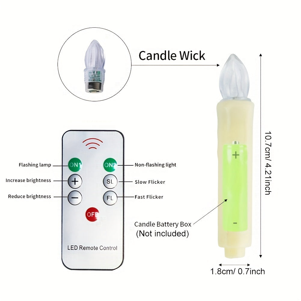 10pcs Flameless LED Candle Lights with Remote Control for Parties and Decor