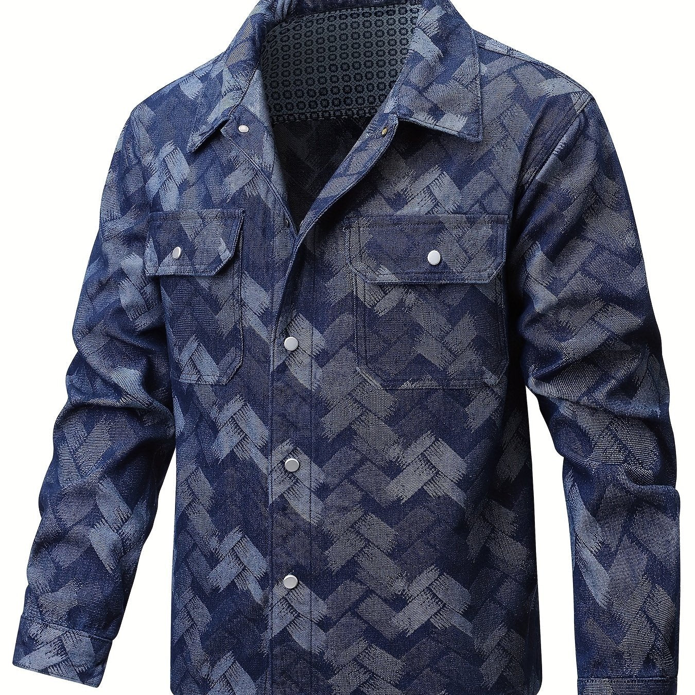 Men's Geometry Pattern Turn-down Collar Jacket