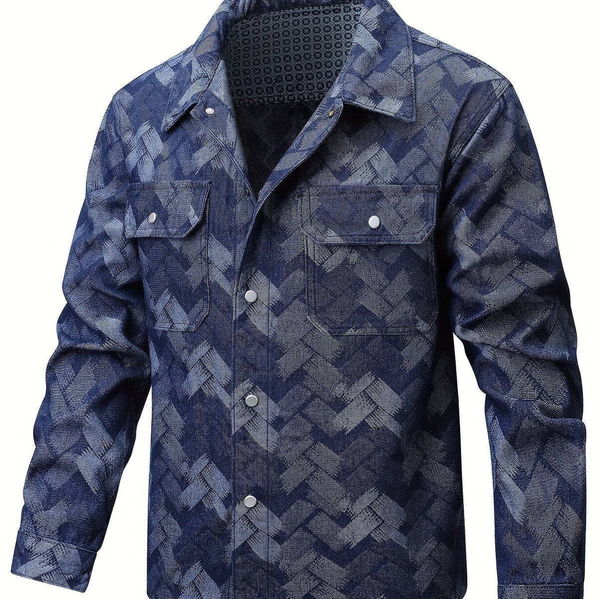 Men's Geometry Pattern Turn-down Collar Jacket
