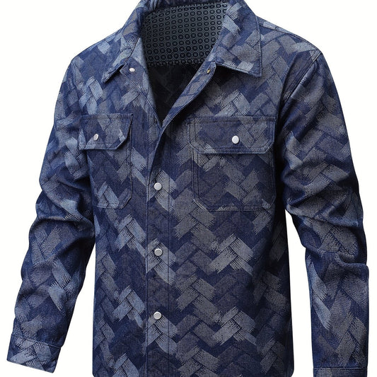 Men's Geometry Pattern Turn-down Collar Jacket