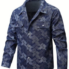 Men's Geometry Pattern Turn-down Collar Jacket