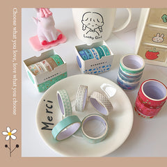 5 Rolls Retro Series Solid Washi Tape Set Decorative Sticker DIY Marker Label