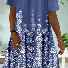  Floral Print Short Sleeve Casual Dress