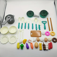 Mini Green Kitchen Playset for Kids Realistic Play Food & Cooking Toys