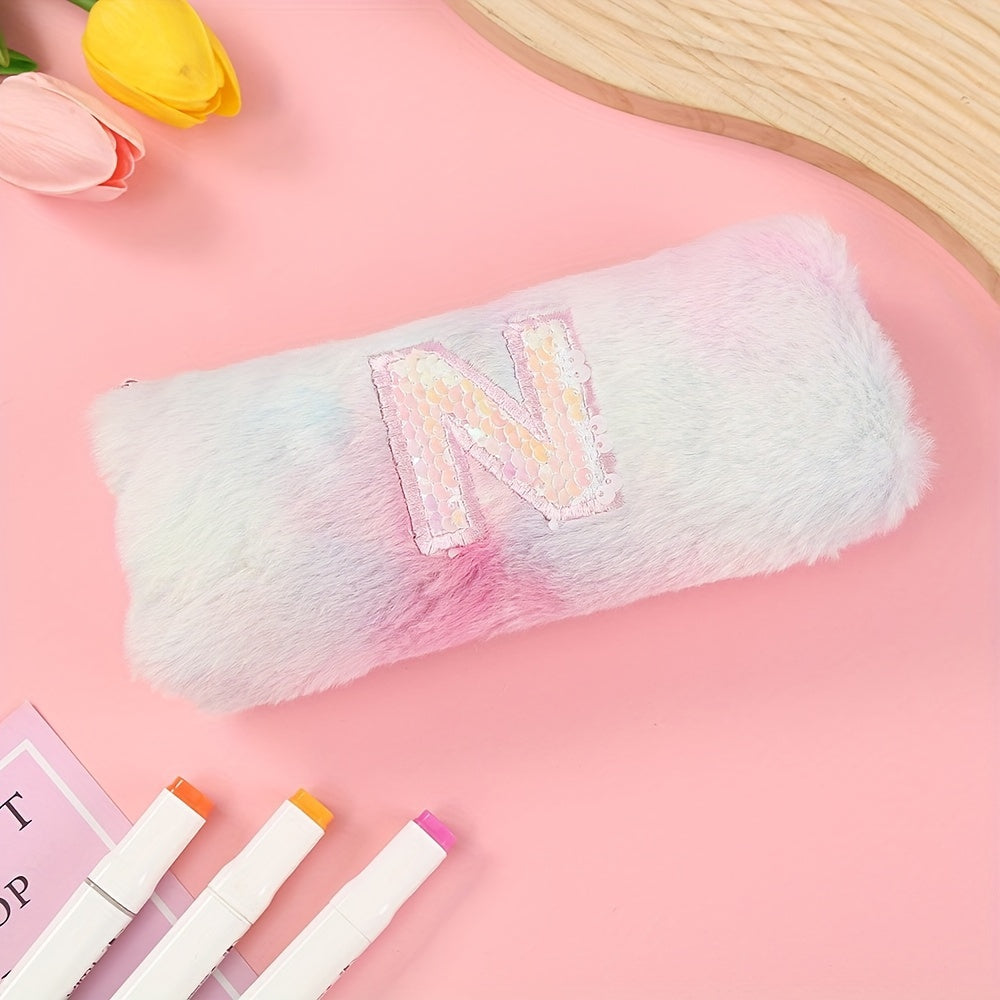 Plush Letter Stationery Bag Gradient Octagonal Pen Box