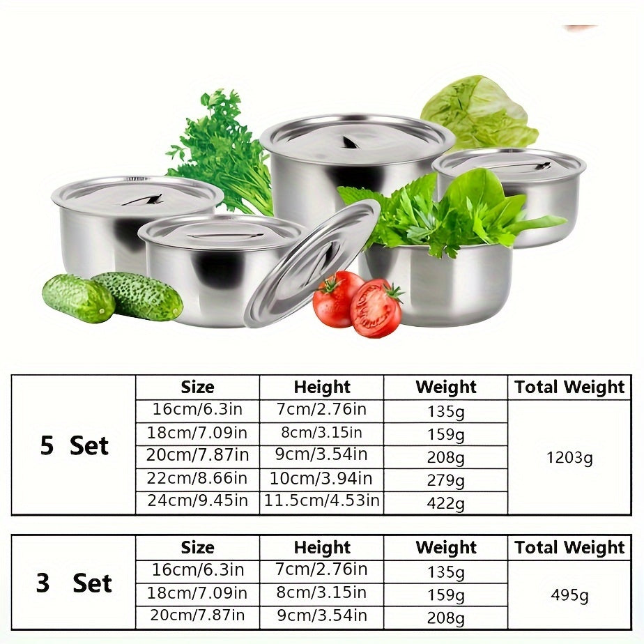 5pcs Stainless Steel Cooking Pots Set With Lids