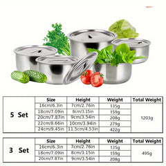 5pcs Stainless Steel Cooking Pots Set With Lids