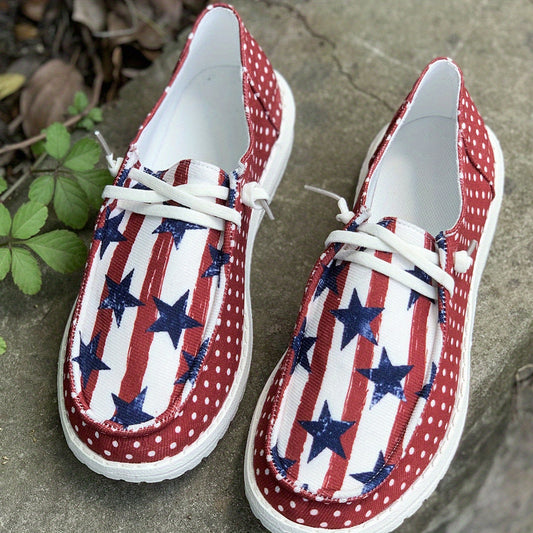 Women's Slip On Sneakers with Star & Dot Graphic Patchwork